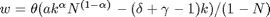 $w =  \theta (a k^\alpha N^{(1-\alpha)} -(\delta+\gamma-1) k) / (1-N)$