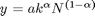 $y =a k^\alpha N^{(1-\alpha)}$