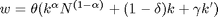 $w =  \theta (k^\alpha N^{(1-\alpha)} +(1-\delta) k + \gamma k')$