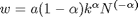 $w = a (1-\alpha) k^{\alpha} N^{(-\alpha)}$
