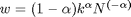 $w =  (1-\alpha) k^{\alpha} N^{(-\alpha)}$